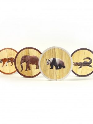 puzle de bambú con imágenes reales de animales salvajes