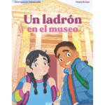 dos niños con un museo detrás